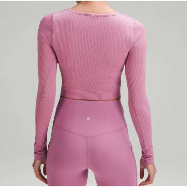 Lululemon Ebb to Street Long Sleeve Cropped Shirt Velvet Dust Purple Pink 10 - Image 2
