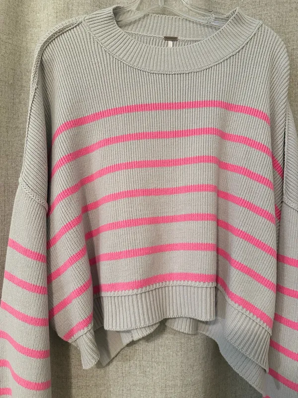 Free People Stripe Easy Street Crop Sweater | XL - Image 2