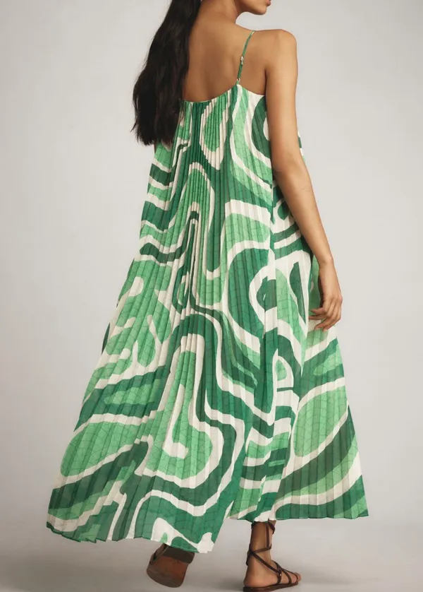 Farm Rio Square Neck Pleated A-Line Maxi Dress, Size M - Image 4