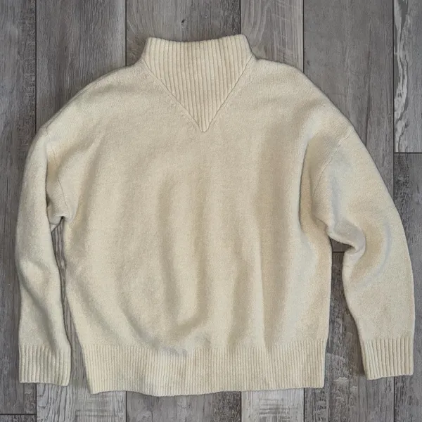 Madewell Neutral Clean Chic Minimalistic Dillon Mock Neck Pullover Sweater large - Image 10