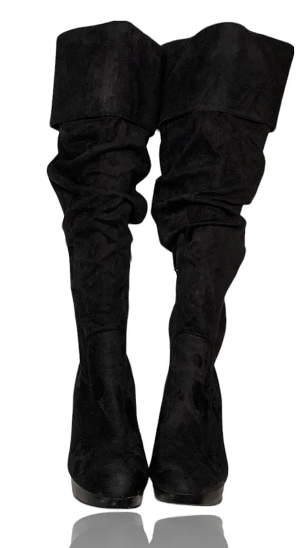 Black Knee High Heel Boots Size 7.5 - Image 2