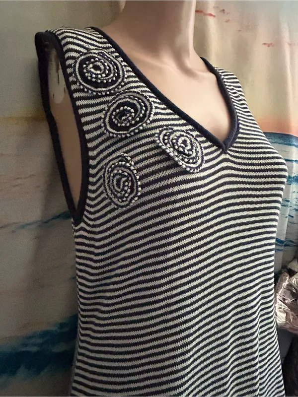Skye’s The Limit Women’s Striped V-Neck Sleeveless Dress Petite LG NWT - Image 5