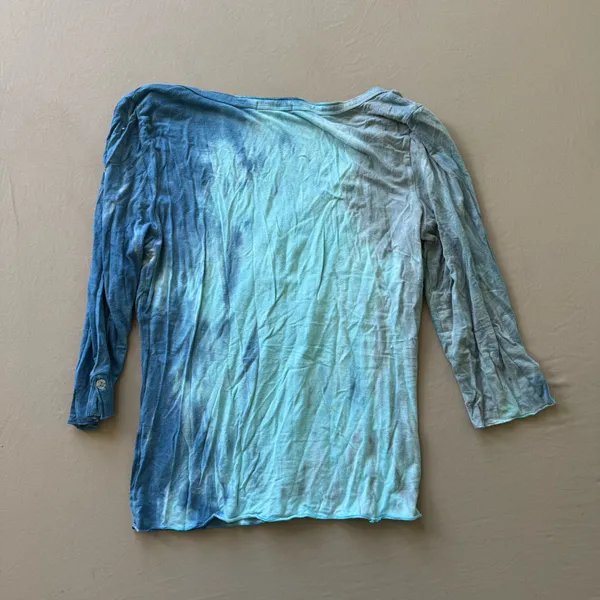 Y2K Casual Freedom Tie Dye Scoop Neck Henley Top - Image 2