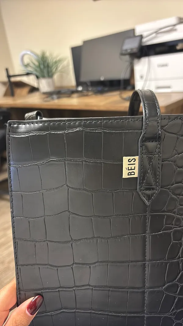 BEIS Work Tote in Black Croc - Image 6