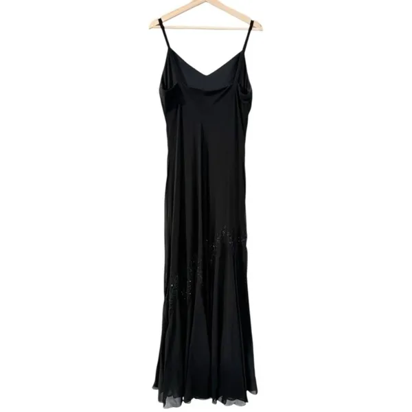 R&M RICHARDS Long Maxi Chiffon Beaded Spaghetti Strap Cocktail Dress - Image 4