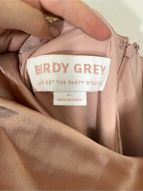 NWT Birdy Grey Lydia Bridesmaid Maxi Dress Shiny Satin Rose Gold Pink XL - Image 5