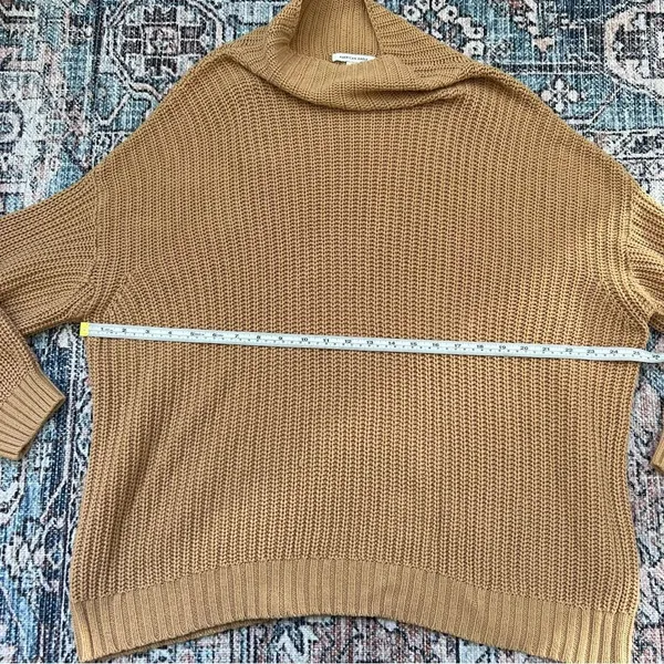 American Eagle Outfitters Camel Tan Mock Neck Slouchy Knit Oversized Sweater XS - Image 7