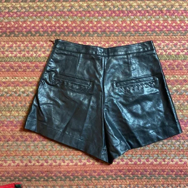 Urban Outfitters VEGAN LEATHER SEXY PLEATED FRONT HOT SHORTS - Image 2