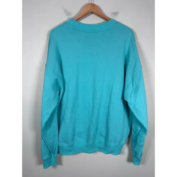 Gilly Hicks Sweatshirt Womens Large Turquoise Oversized Smiley Face Crewneck - Image 4
