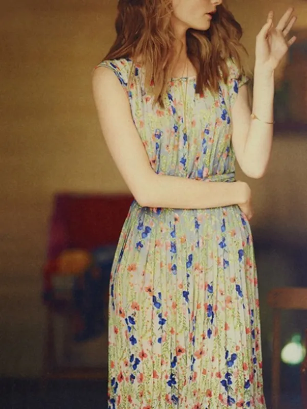 Anthropologie Yoana Baraschi Meadowlight Floral Pleated Dress - Image 3