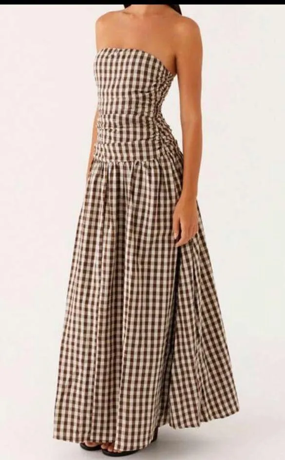 Boutique Brown checkered maxi Dress - Image 3
