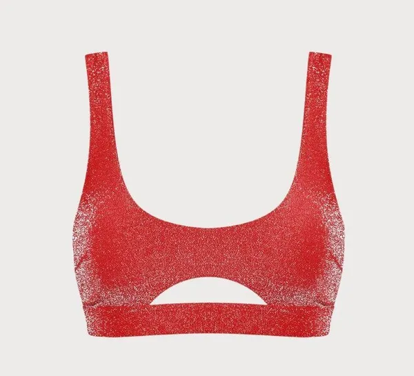 BERLOOK Red Lurex Cut Out Bikini TOP ONLY 03 - Image 5