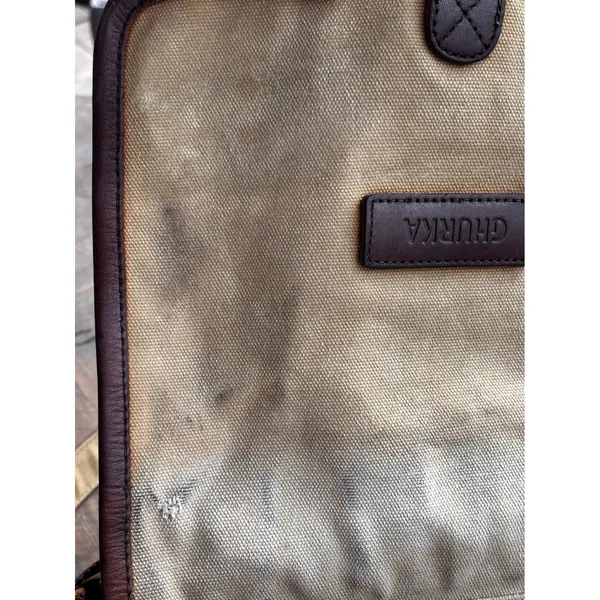 Vintage Ghurka Field Bag Crossbody Tan Canvas Brown Leather Safari Messenger Y2K - Image 12