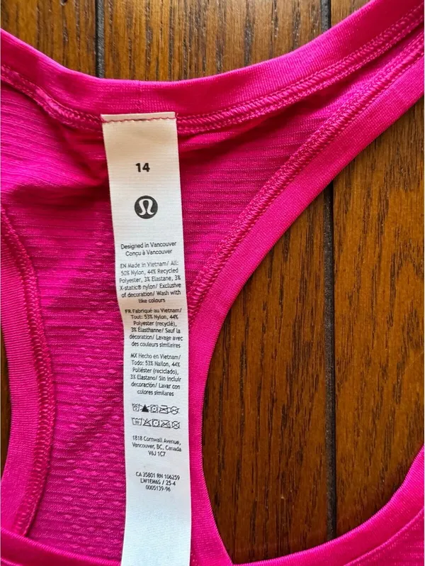 Lululemon Swiftly Tech Scoopneck Tank 2.0 Race Jewelled Magenta Size 14 NWT - Image 3