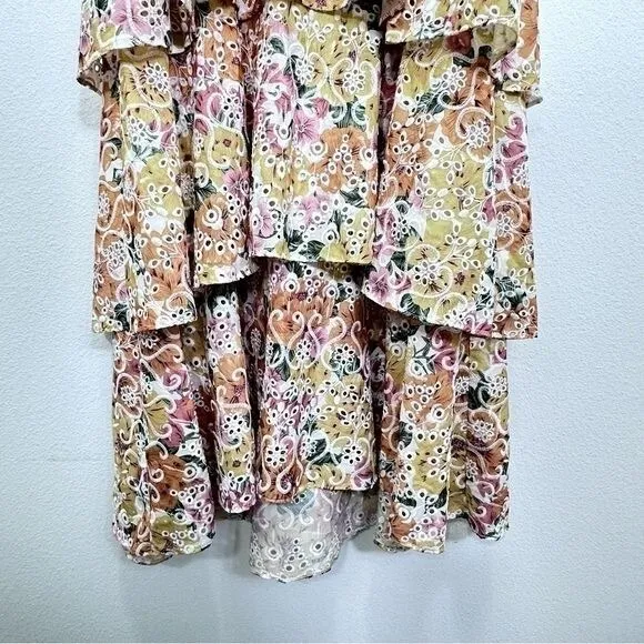 En Saison Pastel Eyelet Midi Dress Ruffle Sleeve Light‎ Pastel Yellow NWT - Image 6