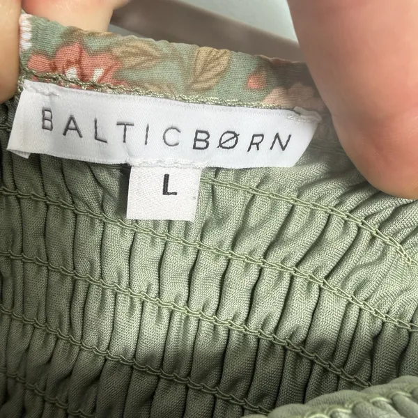 Baltic Born Size-L Womens Marta Midi Dress Floral 3/4‎ Sleeve Smocked Green - Image 2