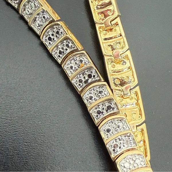 Vintage Signed M Gold-tone Diamond Illusion NO Stone 8 1/2” Tennis Bracelet 13g. - Image 13