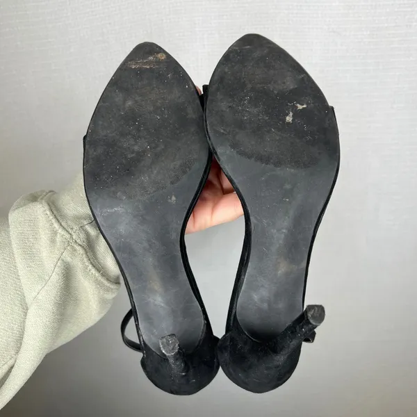 Nasty Gal Black Suede‎ Pointed Toe Stiletto Ankle Strap Heels Women's Size 10M - Image 5