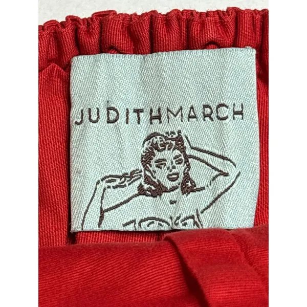 Judith March Strapless Dress Small Red Elephant Embroidery Boho Smocked Back‎ - Image 7