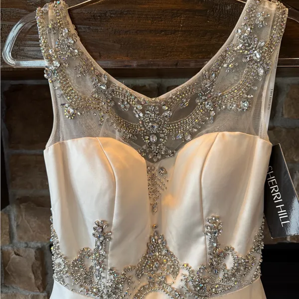 Sherri Hill A-Line Satin Beaded Bodice Wedding Dress NWT - Image 2