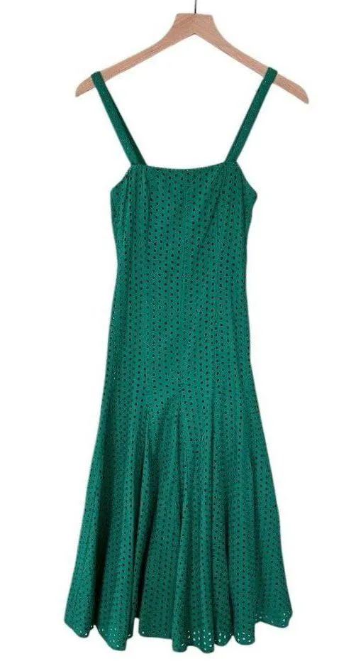 Anthropologie Women’s Lelia Eyelet Midi Dress Turquoise Blue Green Size 0 - Image 4