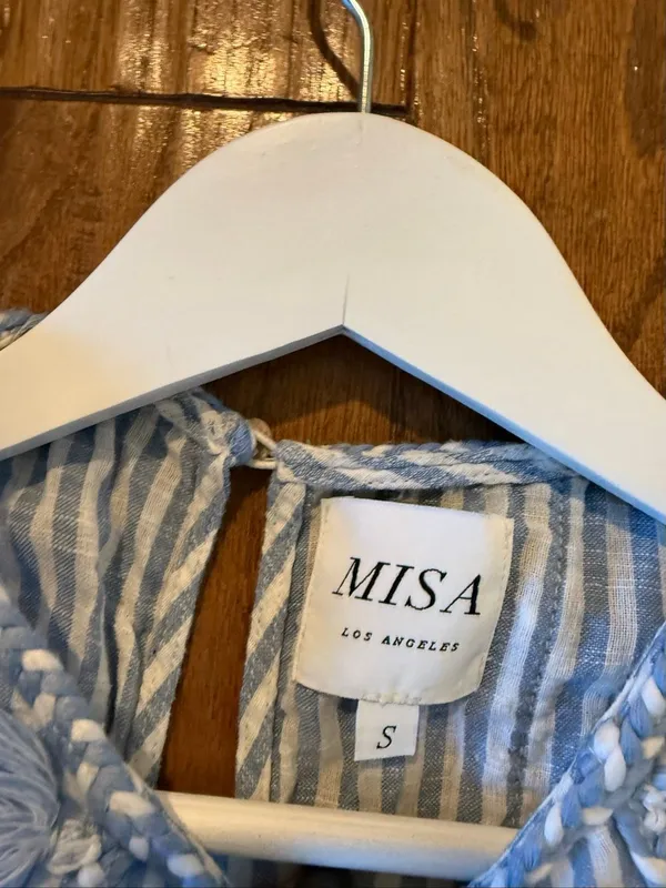 Misa Los Angelos blue striped tassel top small - Image 6
