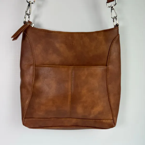 Brown Crossbody Bag Adjustable Strap Multi Pocket CLUCI Faux Leather NEW - Image 5