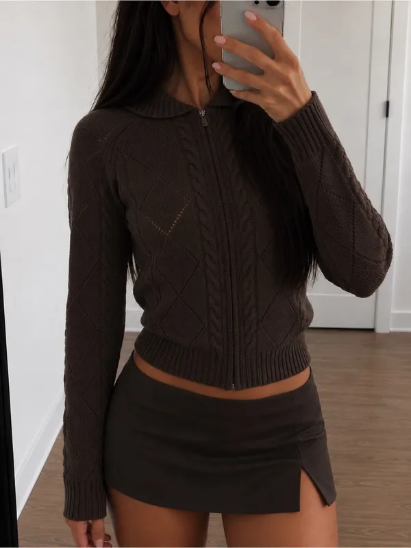 Sunday Best Gigi Cable-Knit Zip Sweater - Image 2