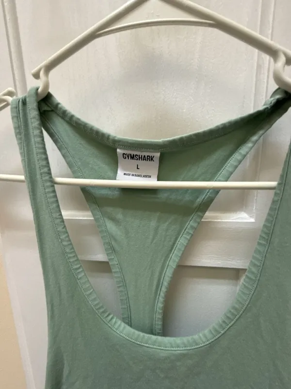 Gymshark Women's Green Racerback Tank Top Size L - Image 2