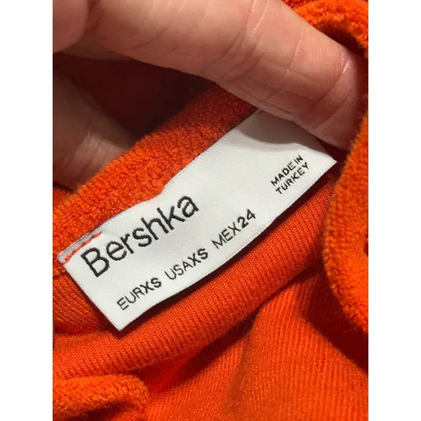 Bershka Orange Terry Cloth Halter Mini Dress Size XS Y2K Retro Beach Coverup - Image 5