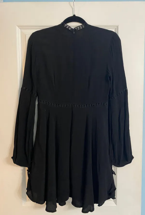 Black Lace Long Sleeve Mini Dress - Image 5