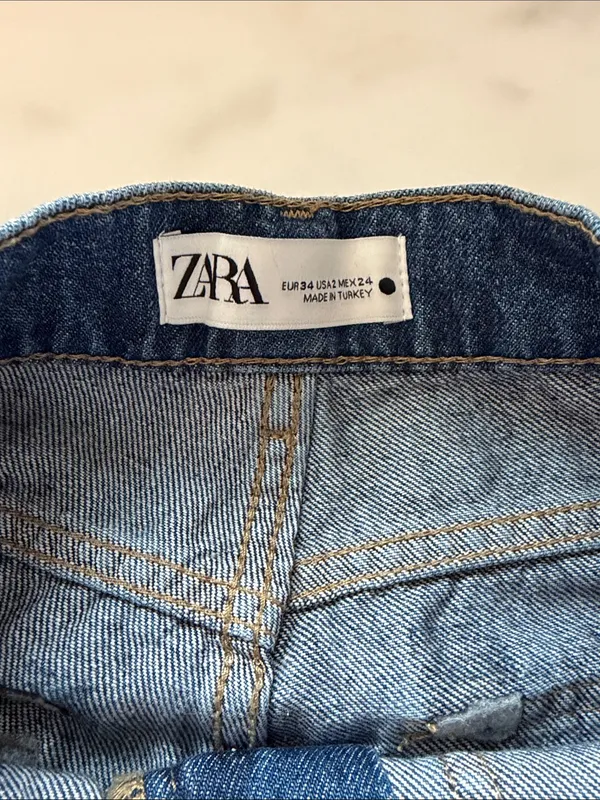 Zara Straight Leg Blue Denim Jeans - Image 2