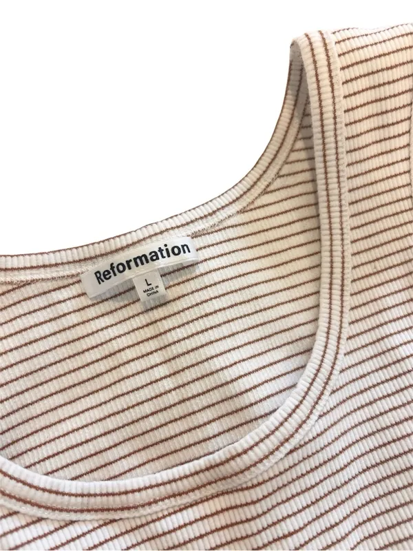 Reformation Ribbed Striped Cropped Tank Women’s L - Image 4