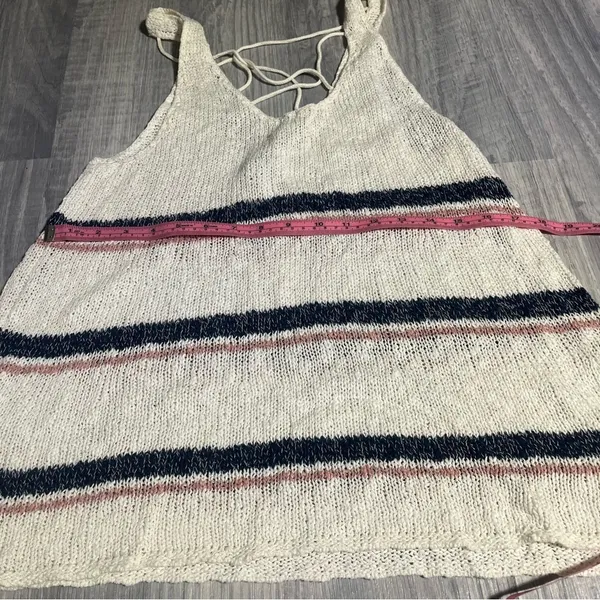 American Eagle Outfitters Navy Blue Pink White Striped Knit Tank Top; XL Women’s - Image 4