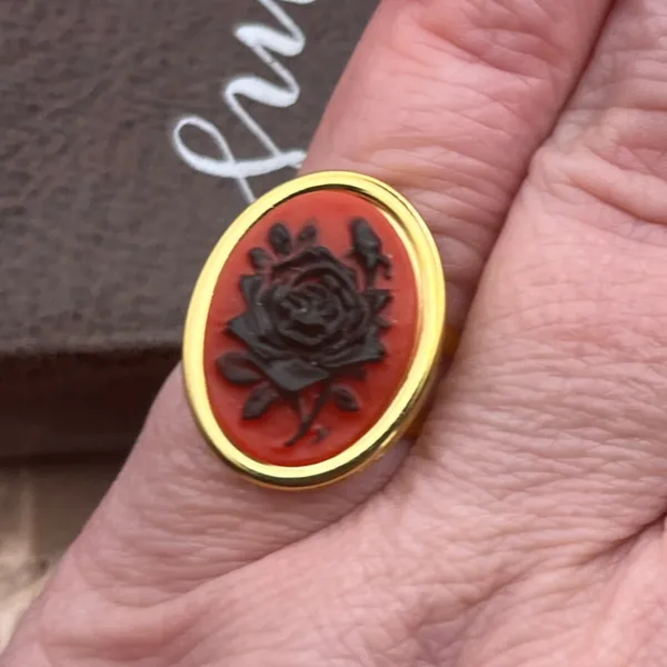 Handmade Black Rose Cameo Ring Romantic Goth Whimsigoth Witchy - Image 9