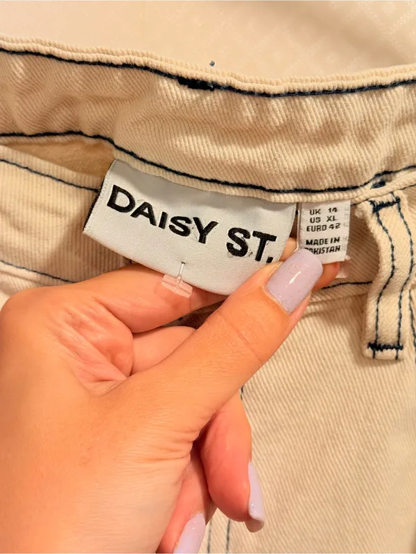 Daisy Street Faye Barrel Leg Embroidered Denim Contrast-Stitch Garment Sz XL - Image 16