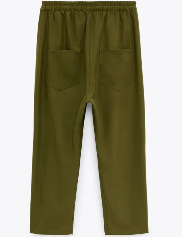 ZARA NWT Baggy Low Waisted Pants W Pockets Green - Image 6