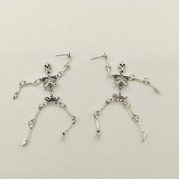 Nordstrom Exaggerated Skeleton Skull Drop Dangle Earrings Unique Jointed Skeleton Earring - Image 4