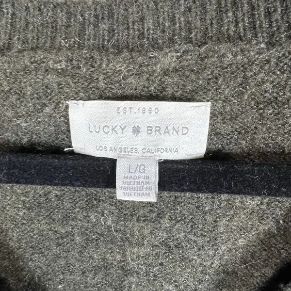 Lucky Brand Green Pullover Wool Blend V Neck Sweater‎ Women’s Large Soft - Image 4