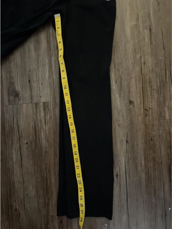 Vintage Y2K Pink Black Fold Over Leggings M Hand Painted - Image 5