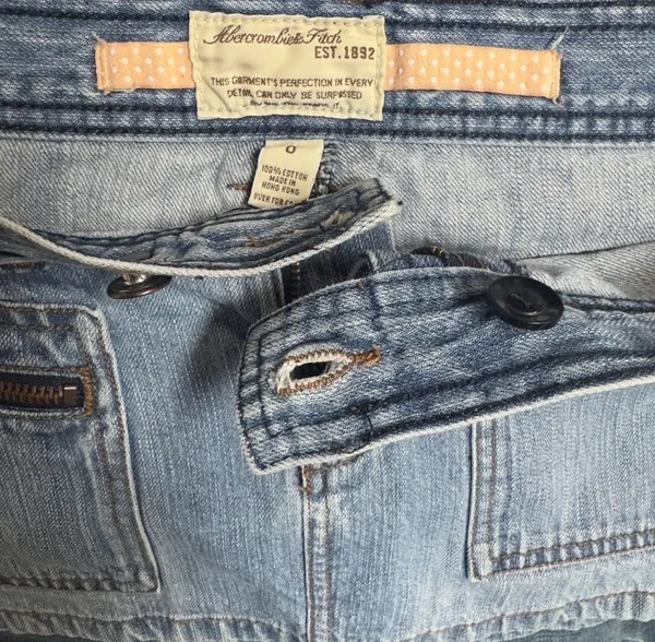 Y2K Abercrombie & Fitch Low Rise Denim Mini Skirt Zip Pockets 2000s Skirt Size 0 - Image 6