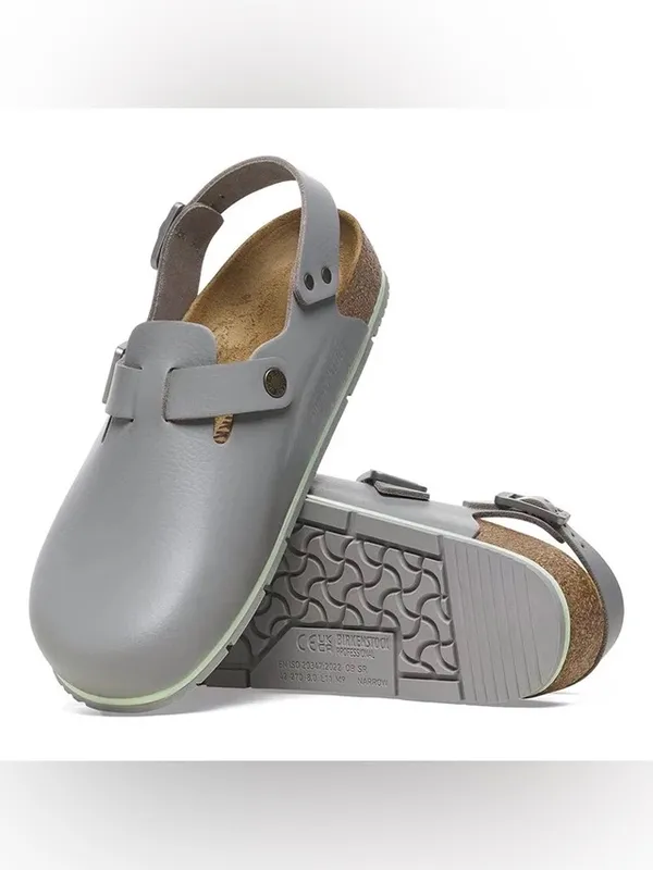 Birkenstock Tokio Pro Gunmetal Leather Clogs EU 38 Regular Fit NIB - Image 2