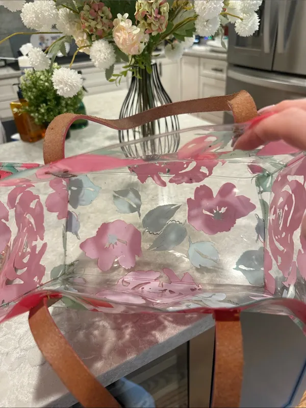 Dooney & Bourke clear PVC floral tote bag with matching makeup bag - Image 4