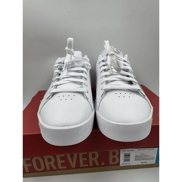 PUMA Court Sneaker, White, Women's Casual Low Top Leather Shoes Size 10 - Image 2