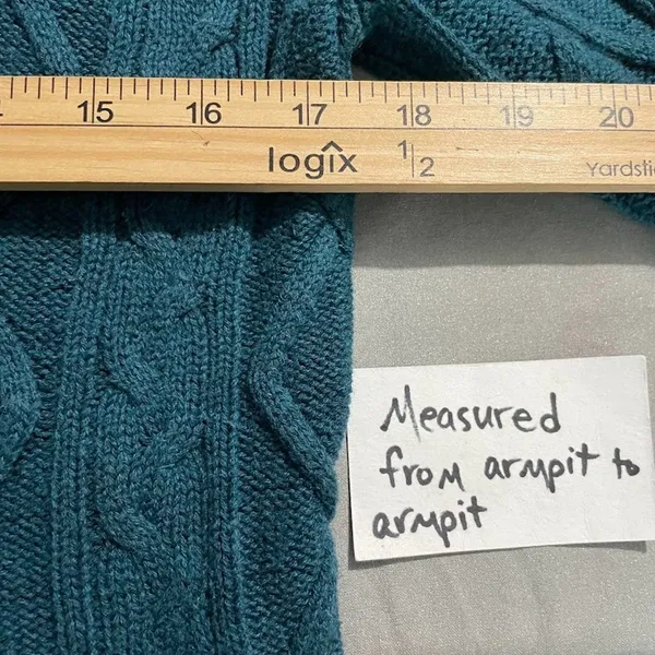 Ruff Hewn Y2K Teal Cable Knit Sweater Size Large Teal Chunky Academia Hoodie Gilmore Girls - Image 8