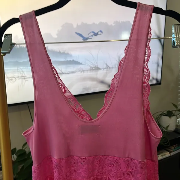 Shadowline size, large Elegant Pink Lace Nightgown - Image 6