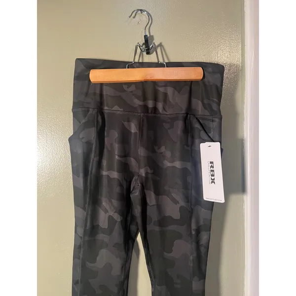 RBX Womens Size Small Full Length Legging Black Gray Camo Side Pockets High Rise - Image 6