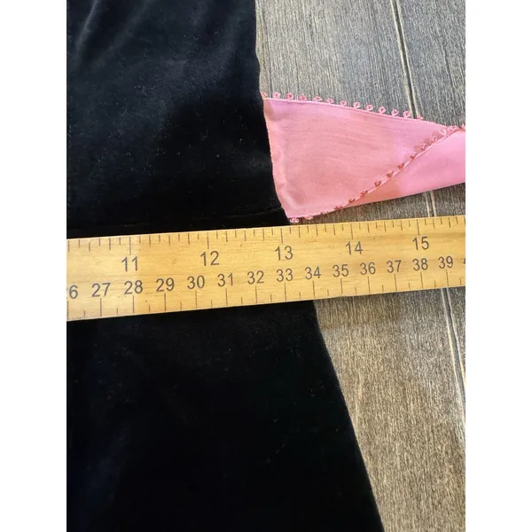 Tibi Black Velvet Cocktail Dress Strapless Pink Bow Size 4 Babydoll Twee - Image 5