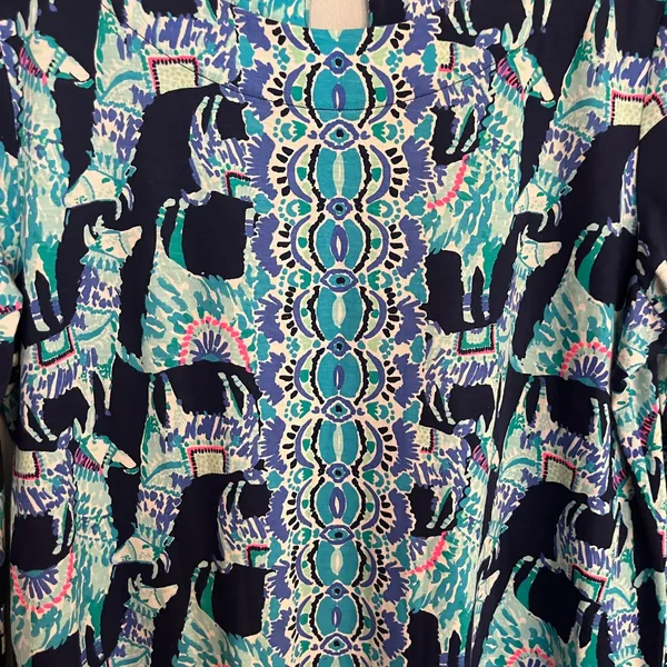 Lilly Pulitzer Vibrant Blue‎ and Green Long Sleeve Dress - Image 4