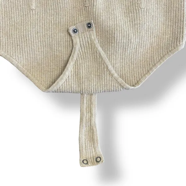Abercrombie & Fitch Sweetheart Corset Knit Bodysuit‎ Women’s Size M Tan - Image 5